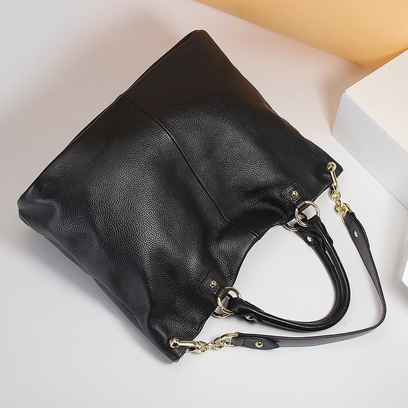 Genuine First Layer Cowhide Leather Tote Bag | Luxury Shoulder Handbag