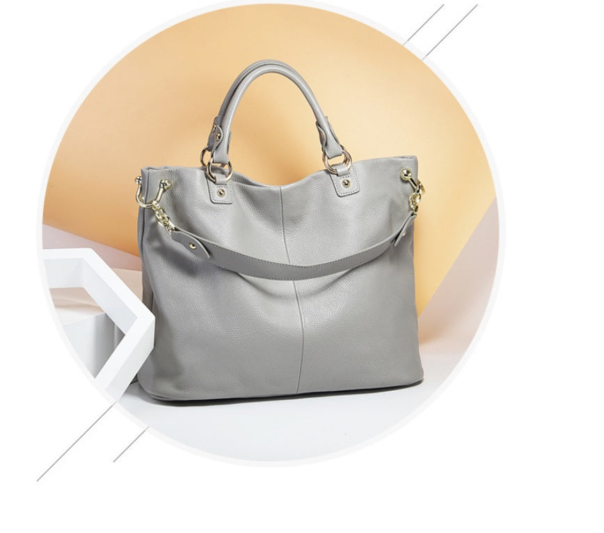 Genuine First Layer Cowhide Leather Tote Bag | Luxury Shoulder Handbag