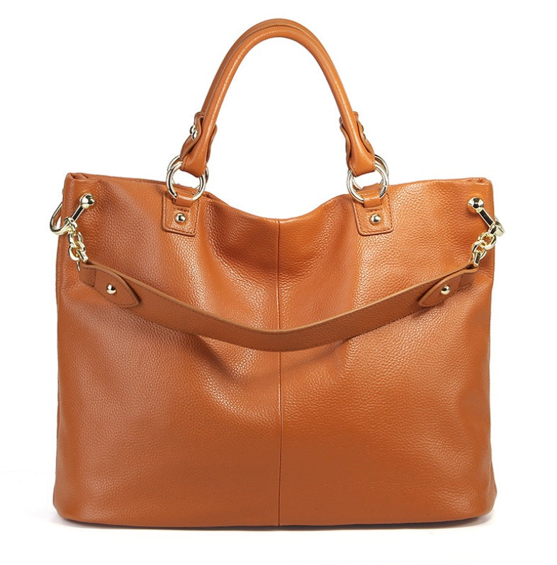 Genuine First Layer Cowhide Leather Tote Bag | Luxury Shoulder Handbag