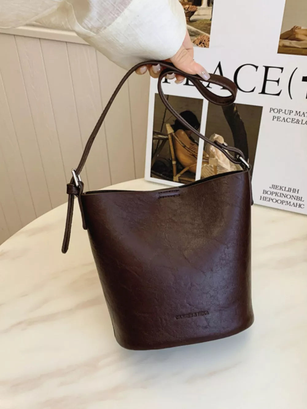 Vintage Bucket Crossbody Bag – PU Leather Shoulder Bag for Women