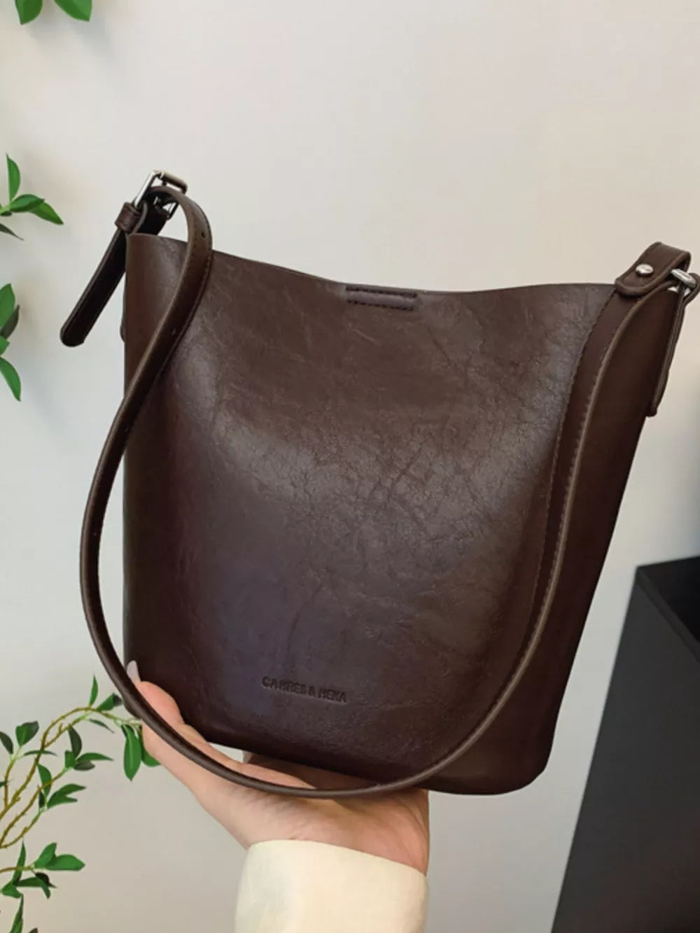 Vintage Bucket Crossbody Bag – PU Leather Shoulder Bag for Women