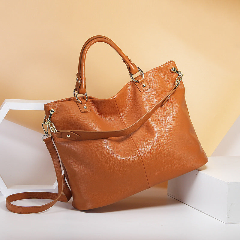 Genuine First Layer Cowhide Leather Tote Bag | Luxury Shoulder Handbag