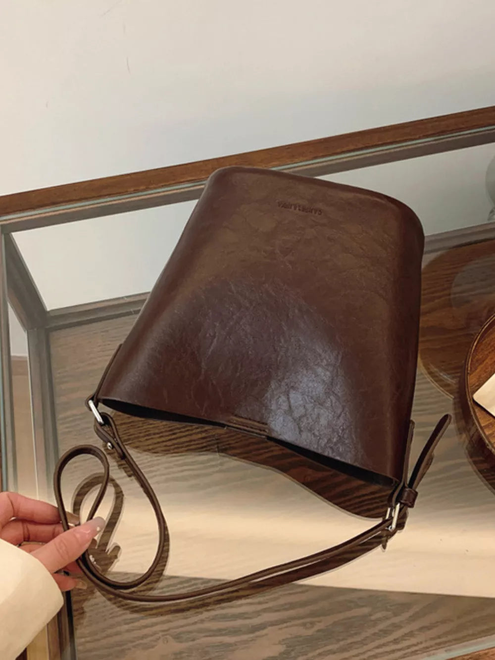 Vintage Bucket Crossbody Bag – PU Leather Shoulder Bag for Women