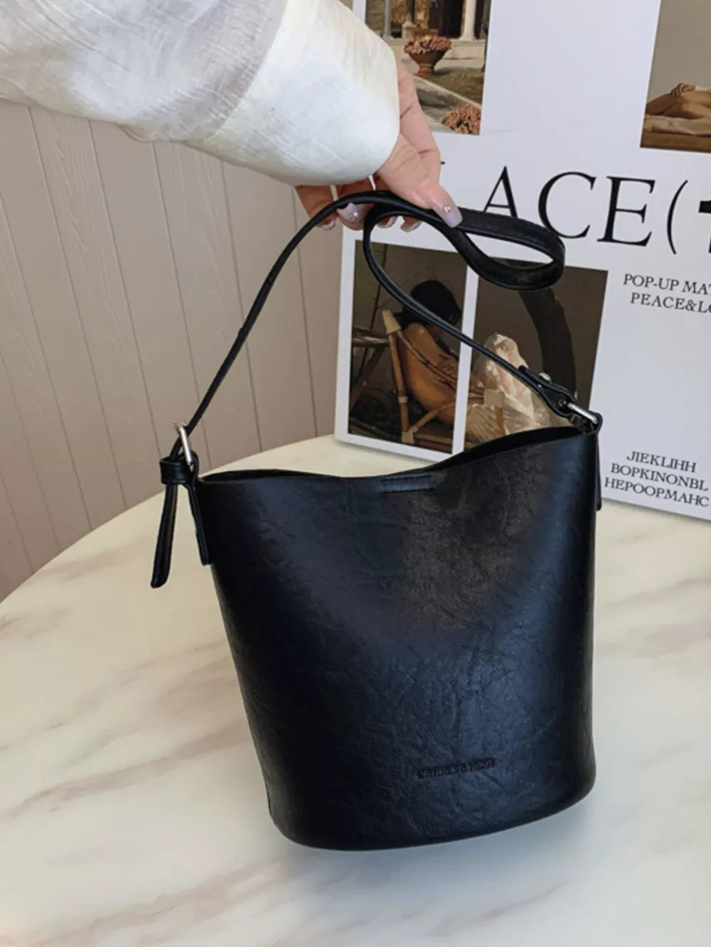 Vintage Bucket Crossbody Bag – PU Leather Shoulder Bag for Women