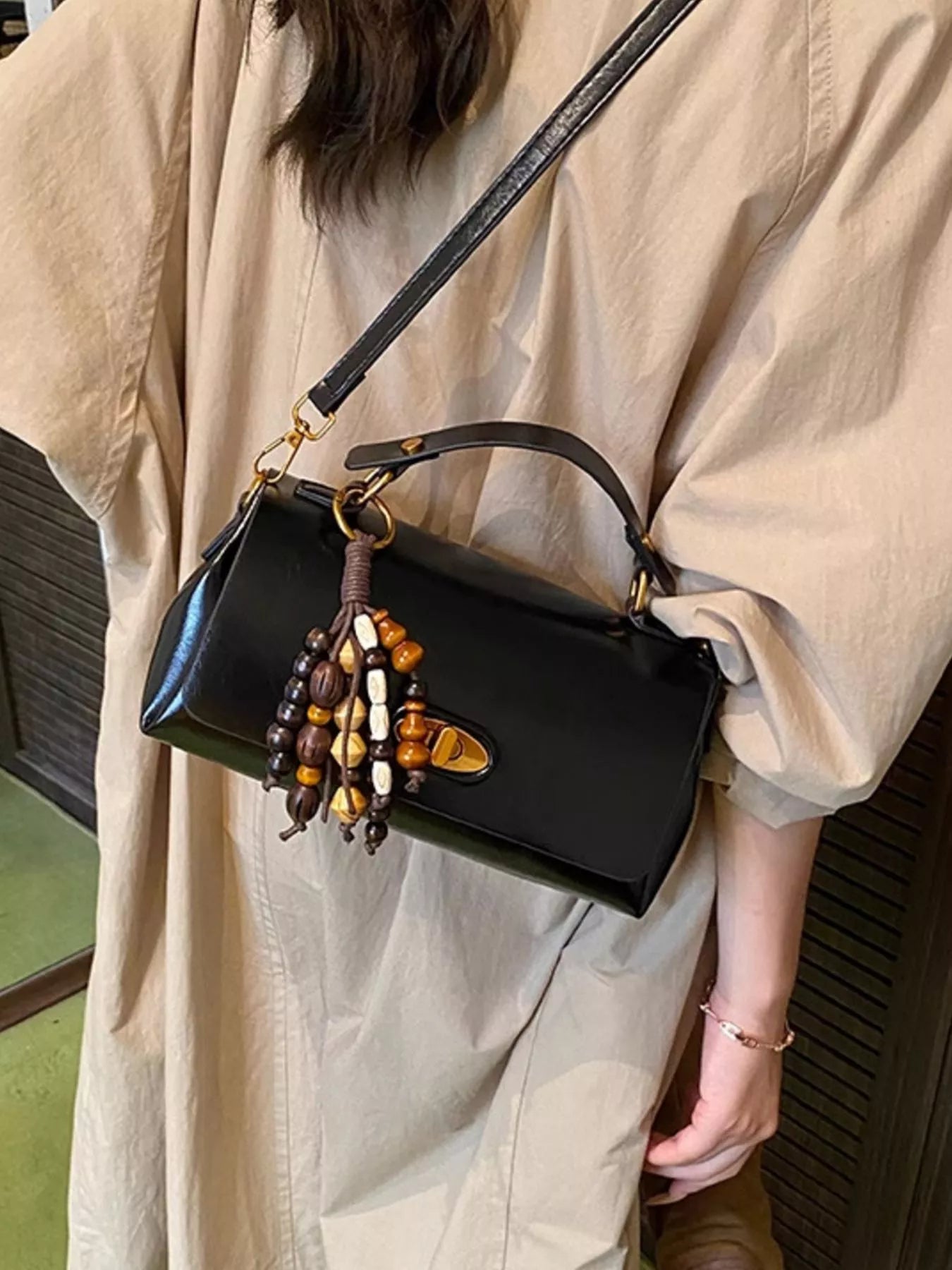 Women's Flap PU Leather Shoulder Bag | Small Crossbody Bag – Black, Brown & Ochre