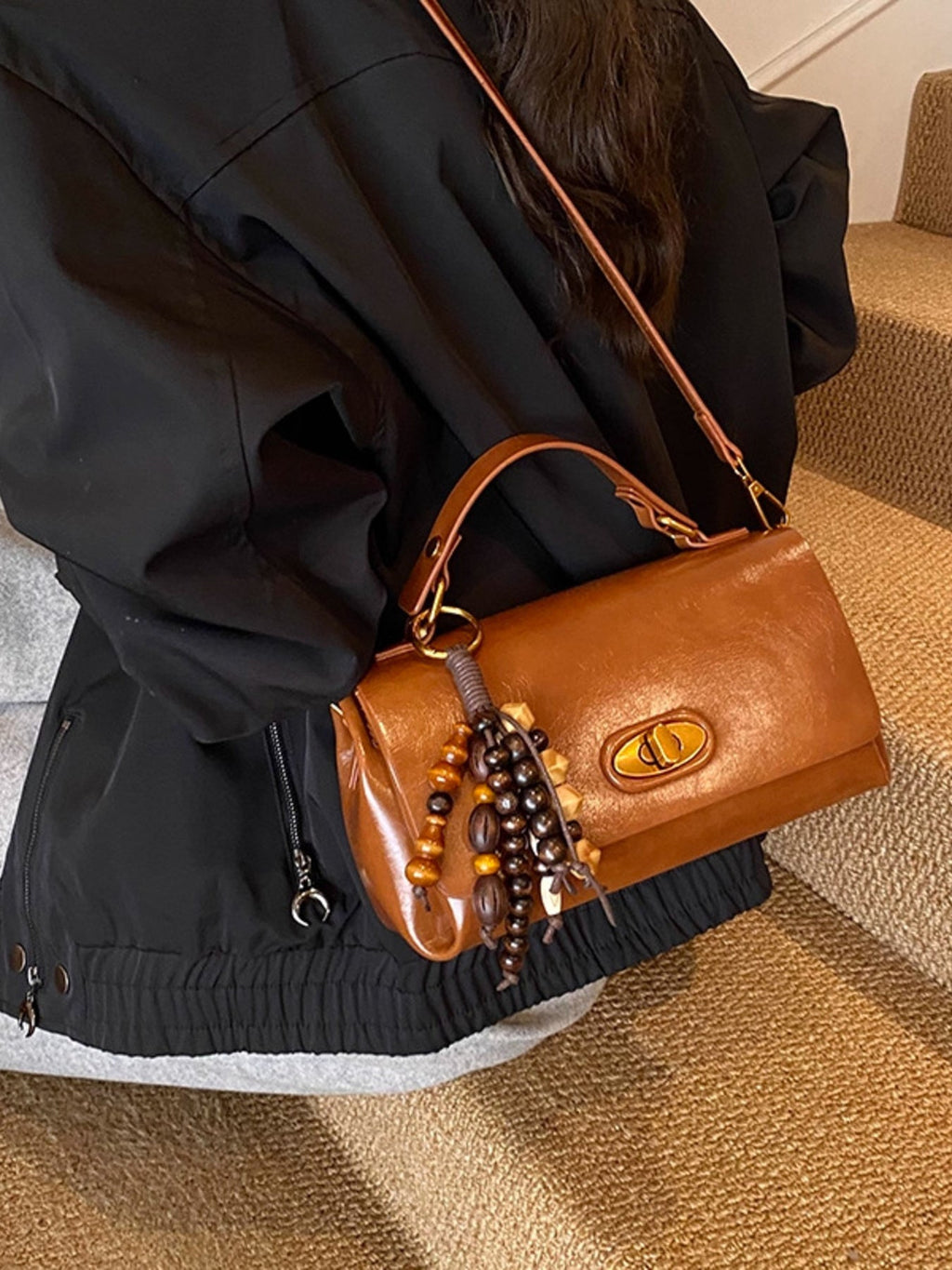 Women's Flap PU Leather Shoulder Bag | Small Crossbody Bag – Black, Brown & Ochre
