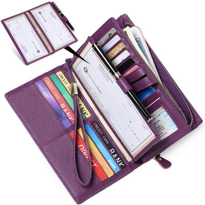 Leather Long Wallet – Slim PU Bifold for Women