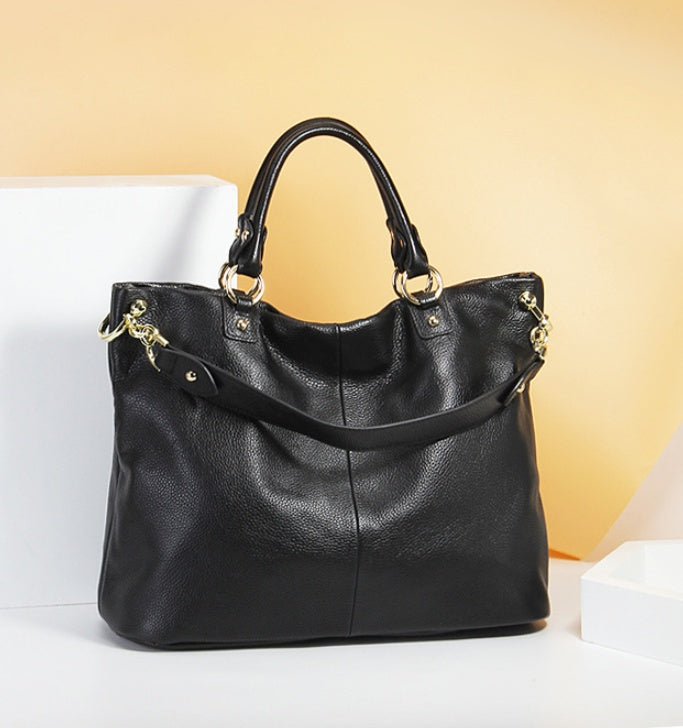 Genuine First Layer Cowhide Leather Tote Bag | Luxury Shoulder Handbag