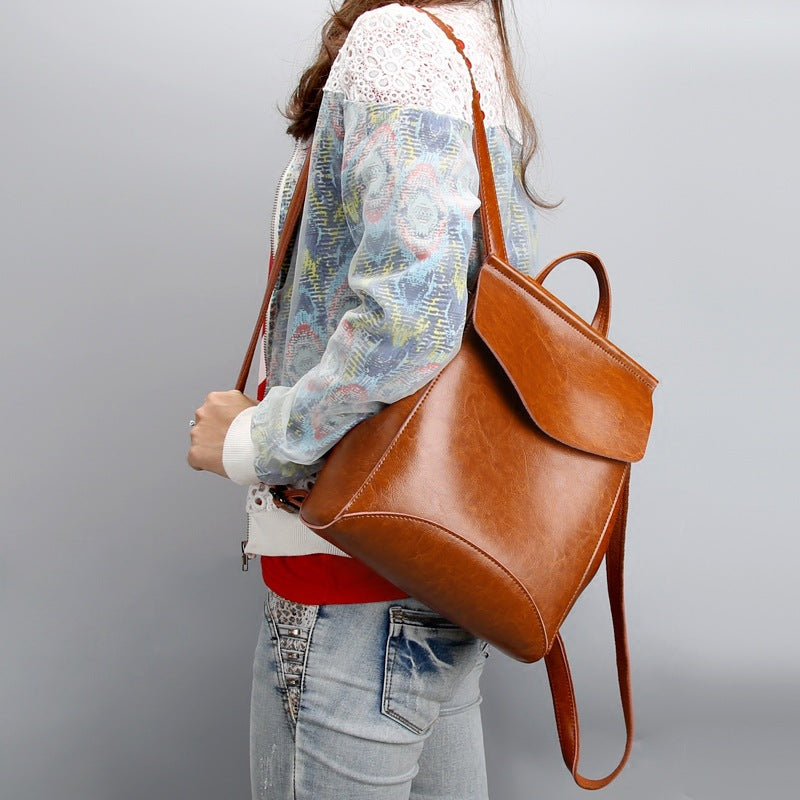 Women's Genuine Leather Backpack | Korean Retro Shoulder Bag