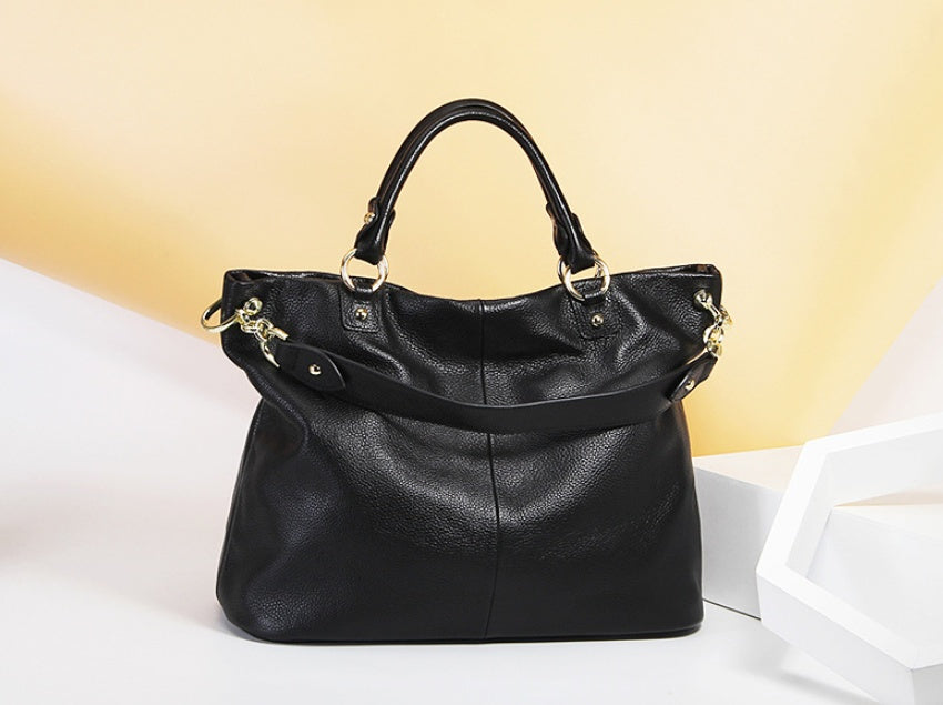 Genuine First Layer Cowhide Leather Tote Bag | Luxury Shoulder Handbag