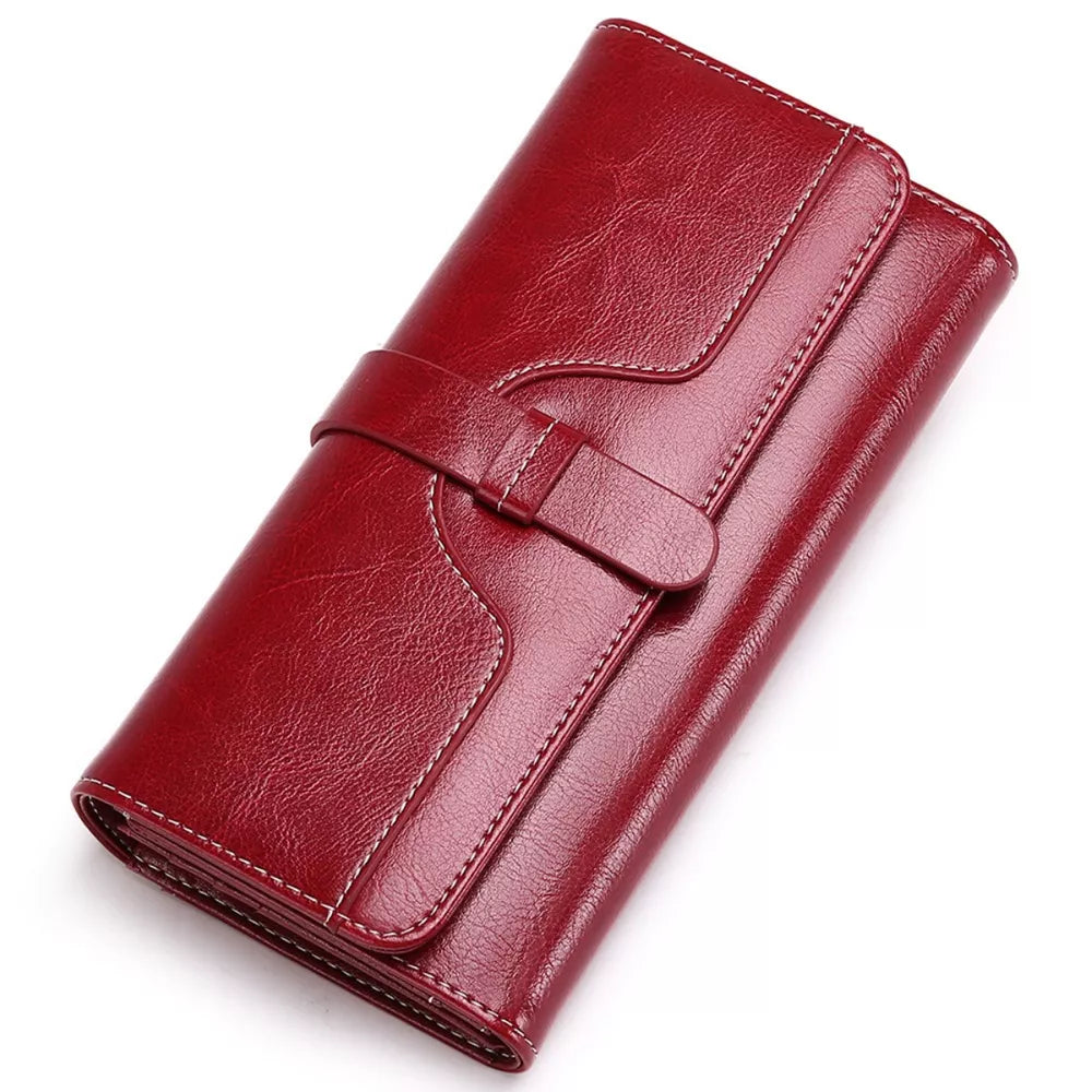 Leather Long Wallet – Premium PU Bifold for Women