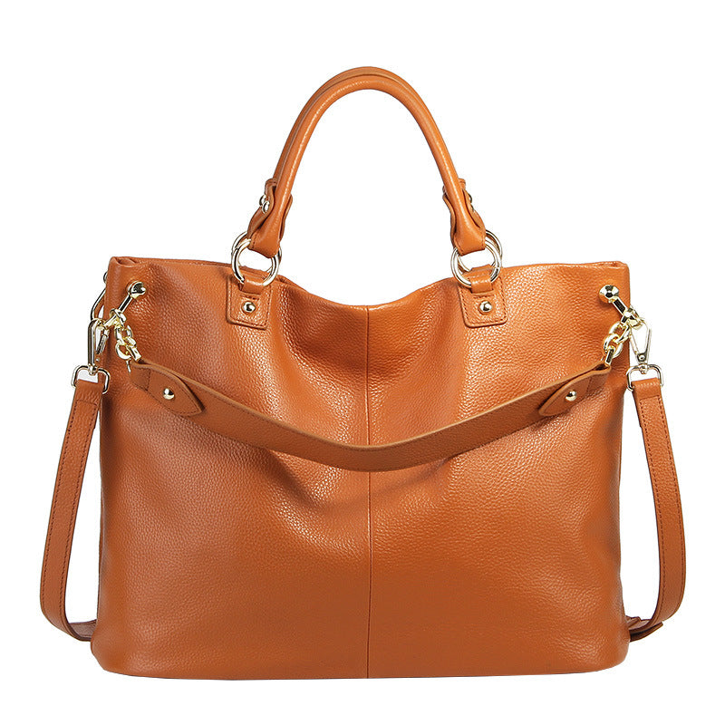 Genuine First Layer Cowhide Leather Tote Bag | Luxury Shoulder Handbag
