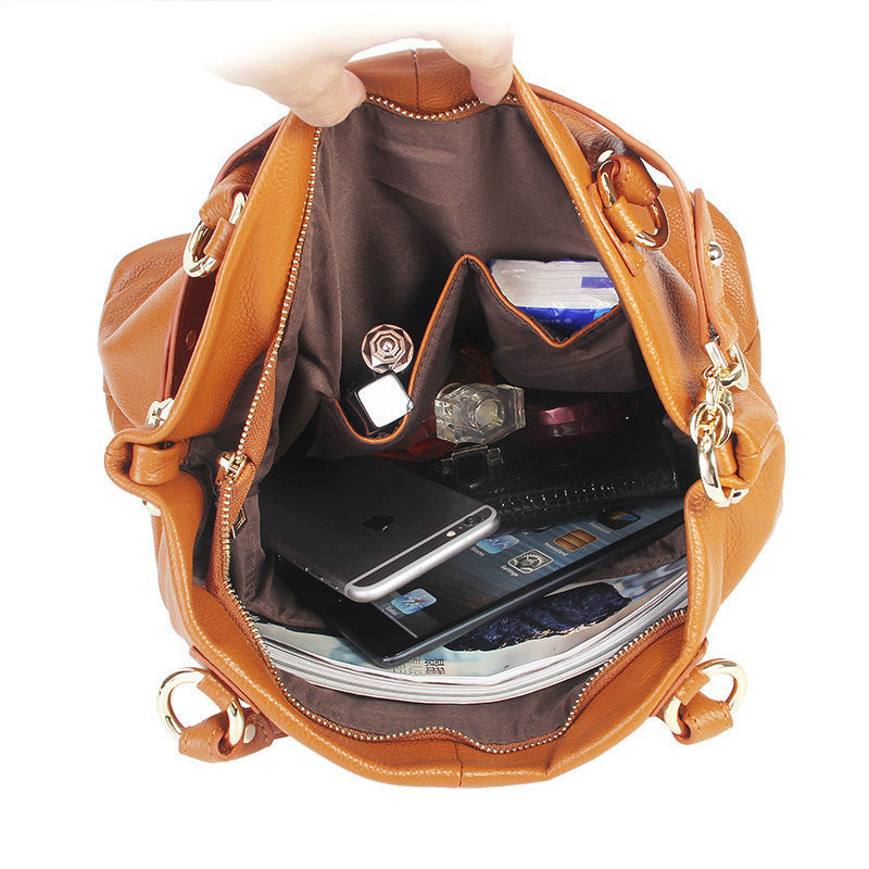 Genuine First Layer Cowhide Leather Tote Bag | Luxury Shoulder Handbag