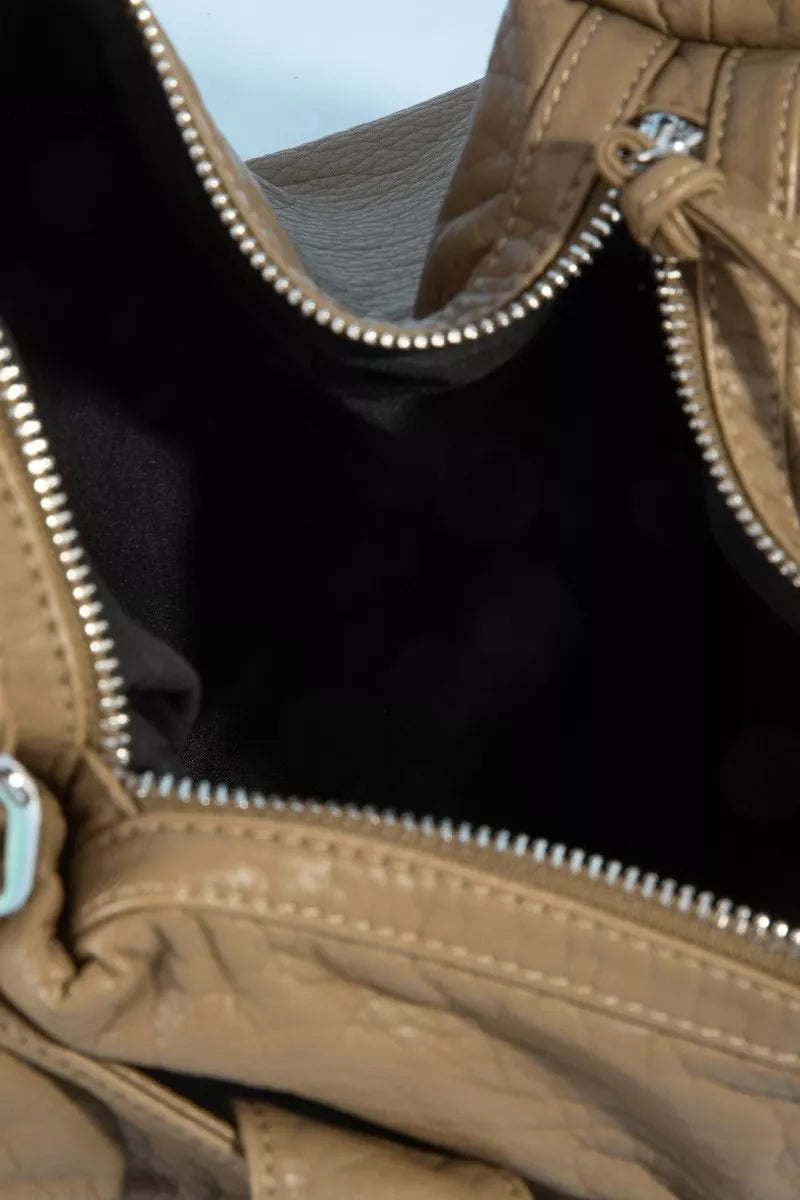 Fame Buckle Strap Leather Handbag – Structured Shoulder Bag