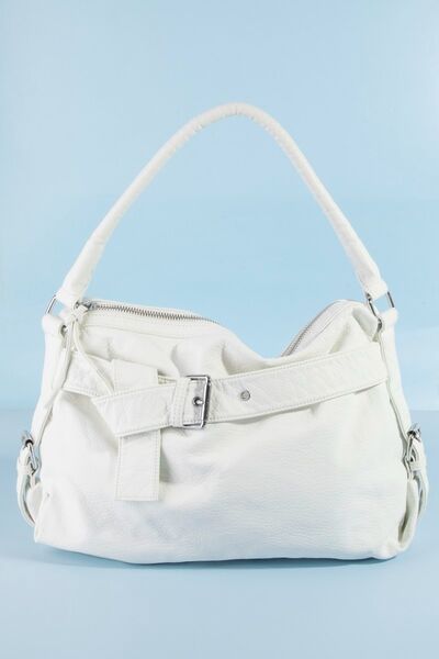 Fame Buckle Strap Leather Handbag – Structured Shoulder Bag