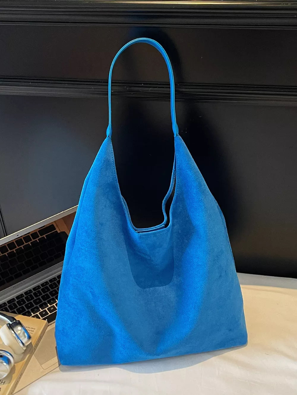 Women's Solid Color Casual Suede Shoulder Bag – Large