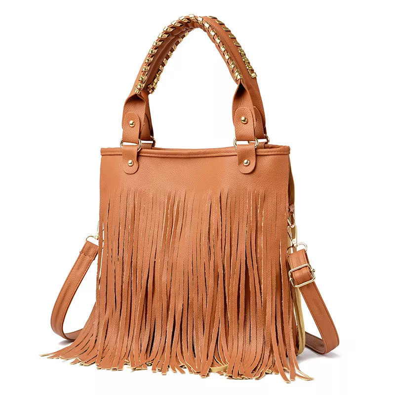 Fringe PU Leather Shoulder Handbag