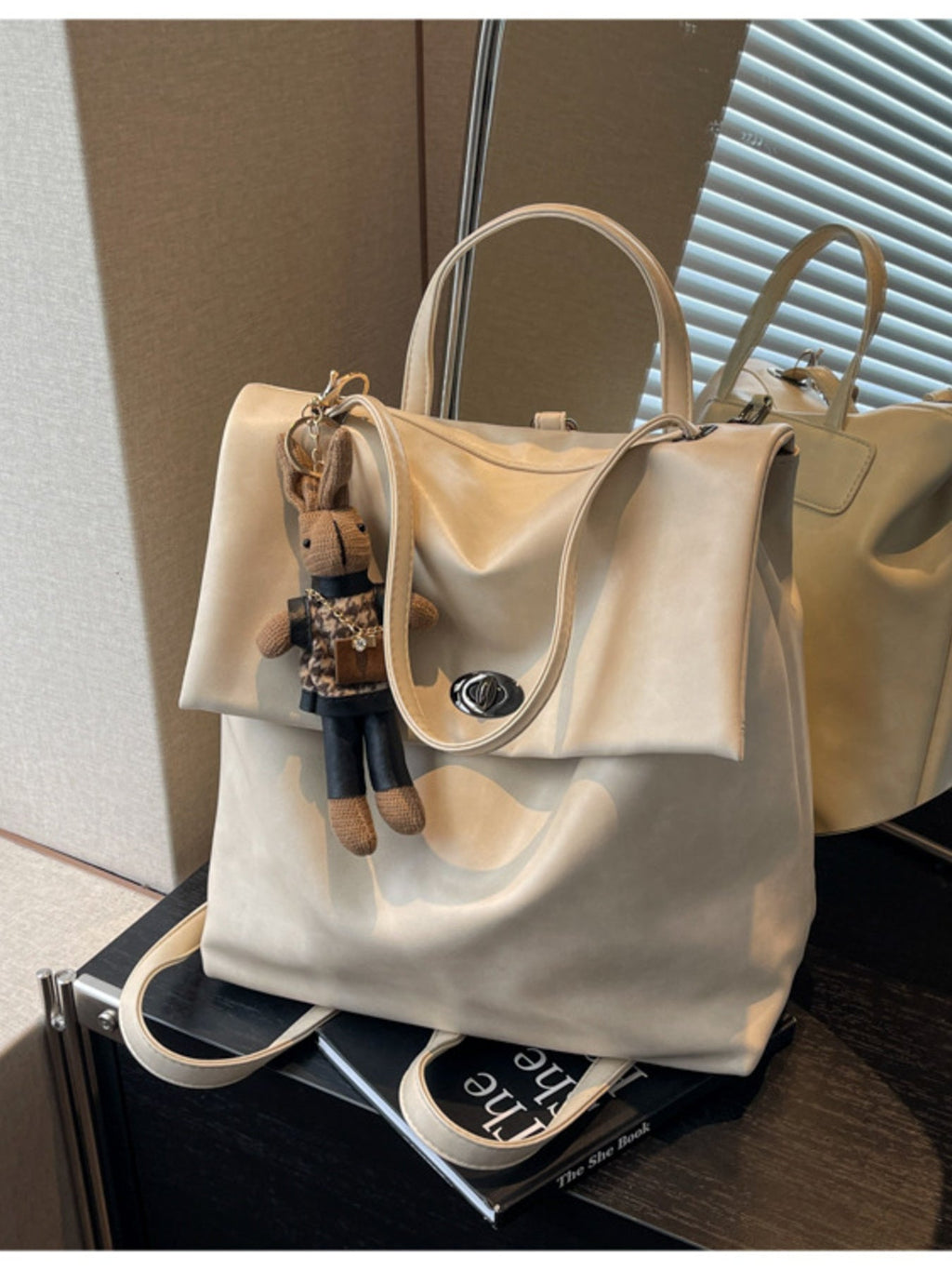 Leather Flap Backpack Bag – Medium PU Leather Everyday Bag