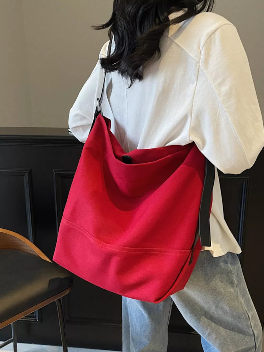 Large Adjustable Strap Handbag | PU Leather Shoulder & Crossbody Bag – 17.3"