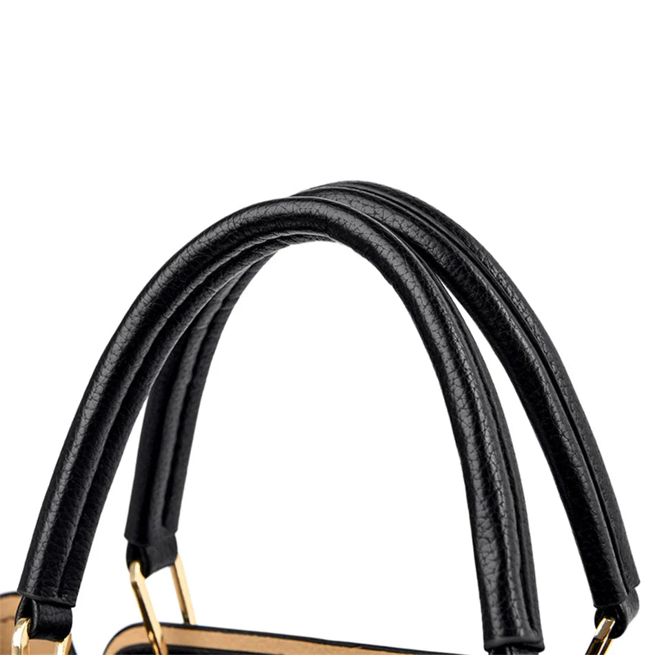 Women's Soft Leather Handbag – 3-Compartment Shoulder & Crossbody Tote