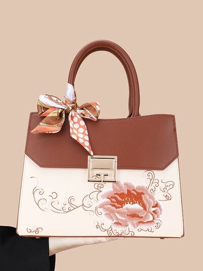Floral Top Handle Handbag – Medium Cowhide Leather Structured Bag