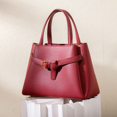 Leather Top Handle Handbag – Structured Medium Satchel