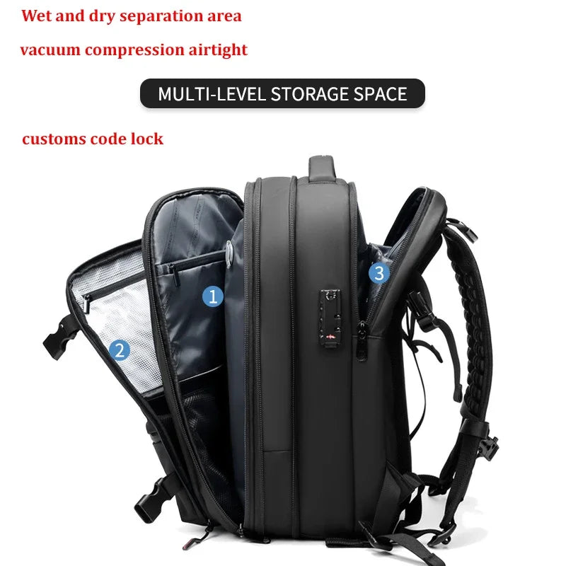 Vacuum Compression Travel Backpack | 17" Laptop Carry-On with Expandable Storage