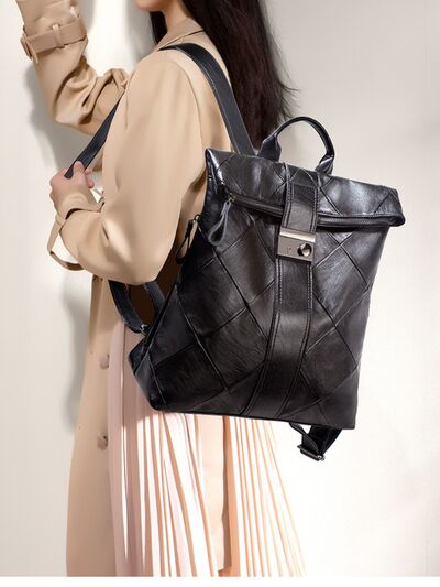 Quilted Leather Backpack Bag – Medium PU Leather