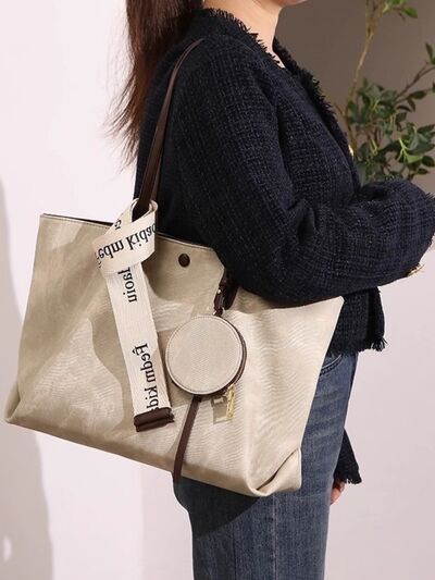 Casual Tote Bag with Coin Purse – Large PU Leather Handbag