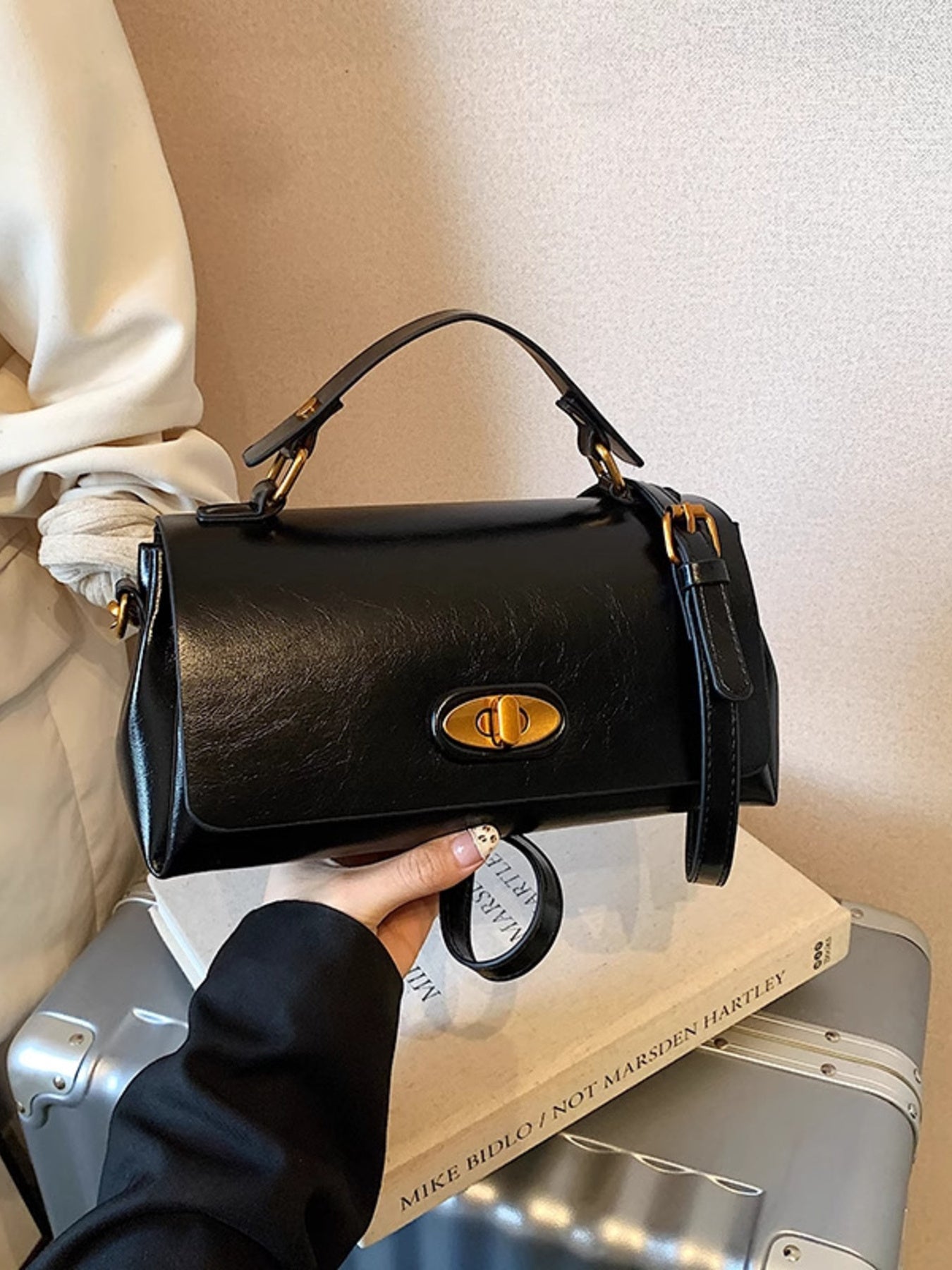 Women's Flap PU Leather Shoulder Bag | Small Crossbody Bag – Black, Brown & Ochre