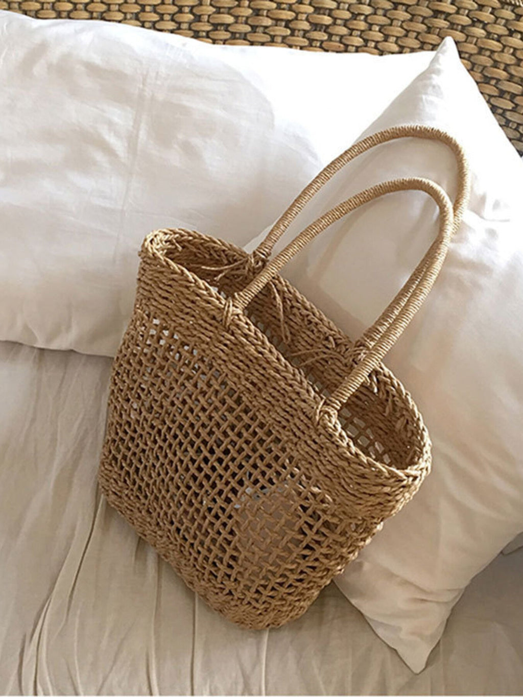 Woven Straw Handbag – Large Boho Tote Bag