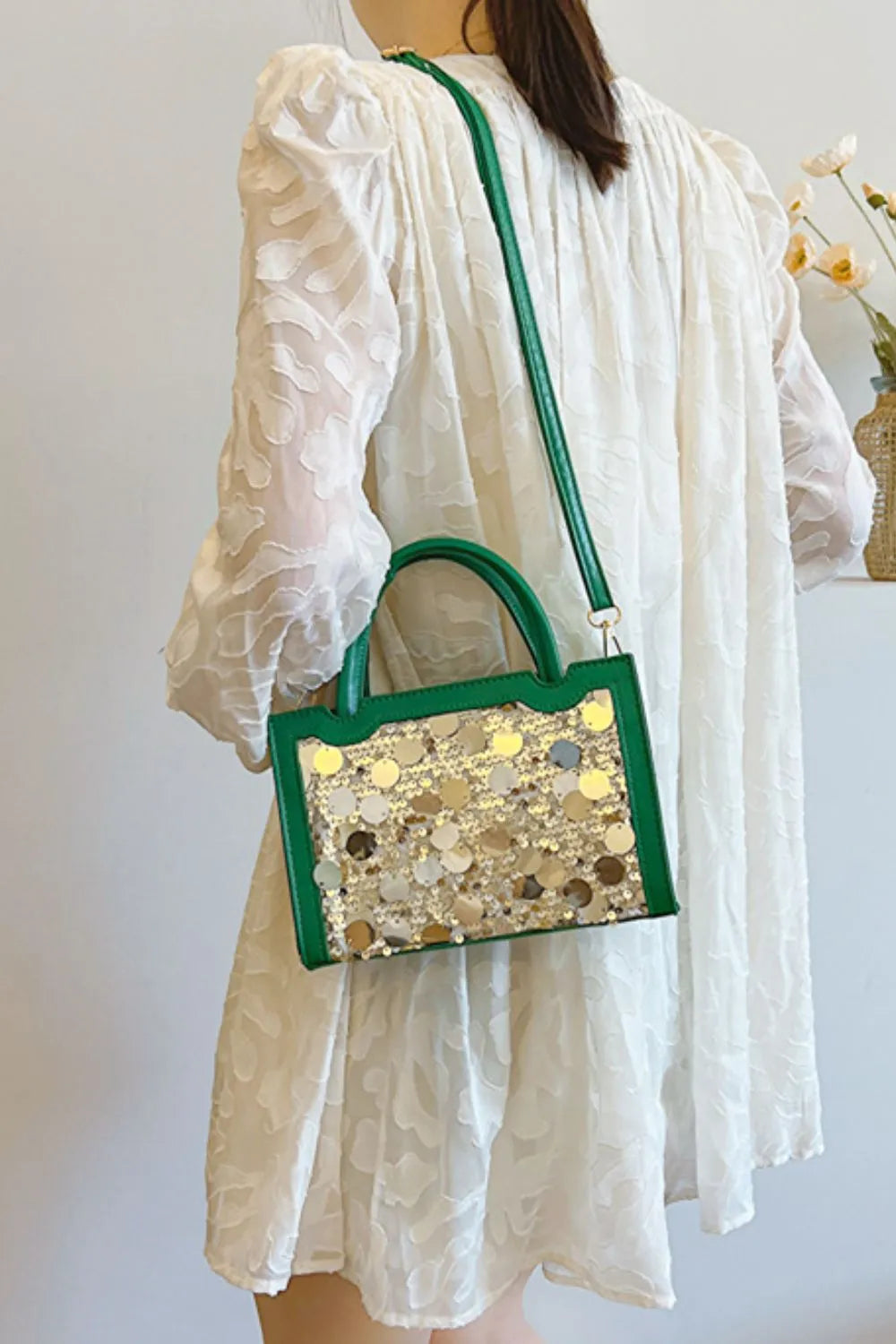 PU Leather Sequin Handbag – Glam Evening Shoulder Bag