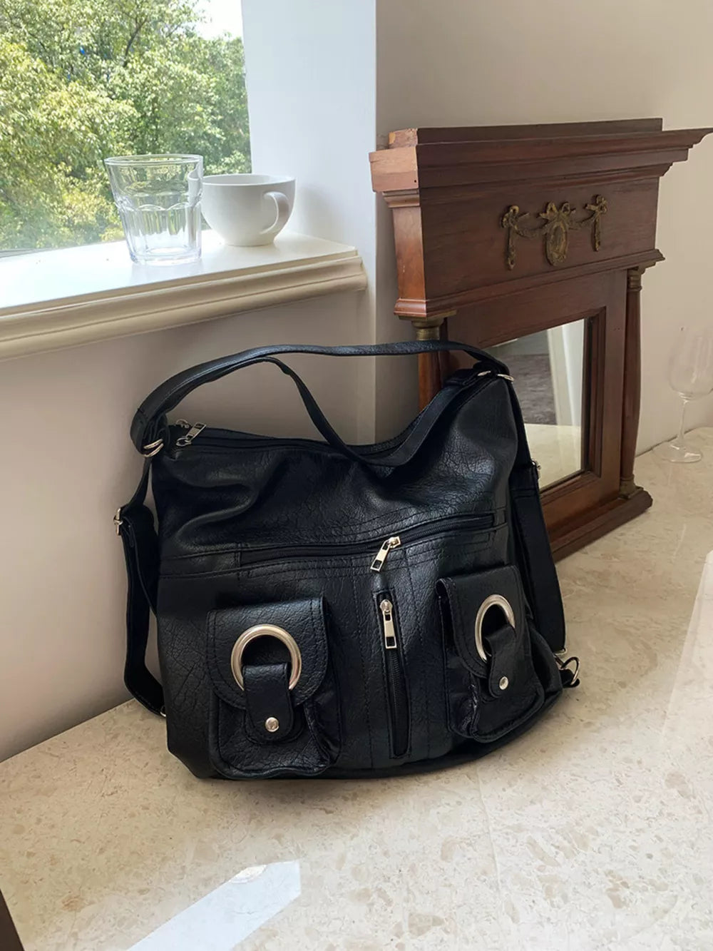 Convertible Multifunctional Pocket Handbag – Large PU Leather Shoulder Bag