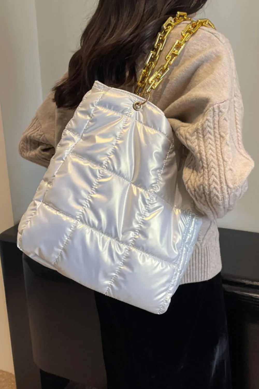 Bubble Texture Chain Handbag – Stylish Medium Shoulder Bag