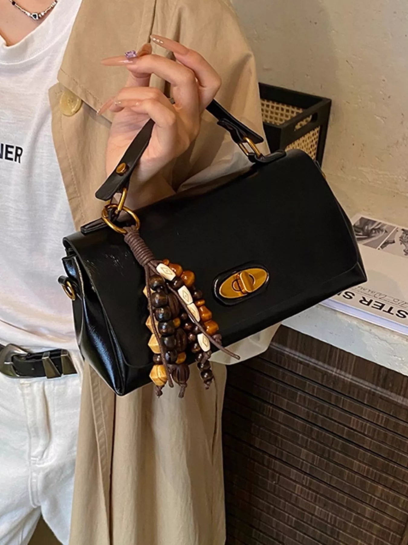Women's Flap PU Leather Shoulder Bag | Small Crossbody Bag – Black, Brown & Ochre