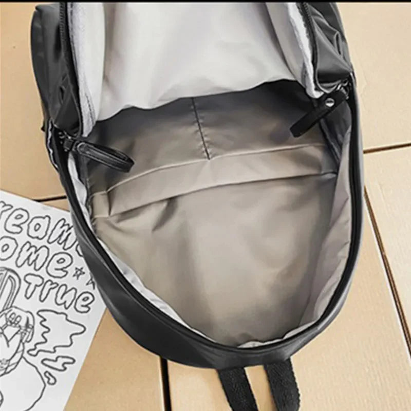PU Leather Zip Backpack – Large Structured Bag for Women