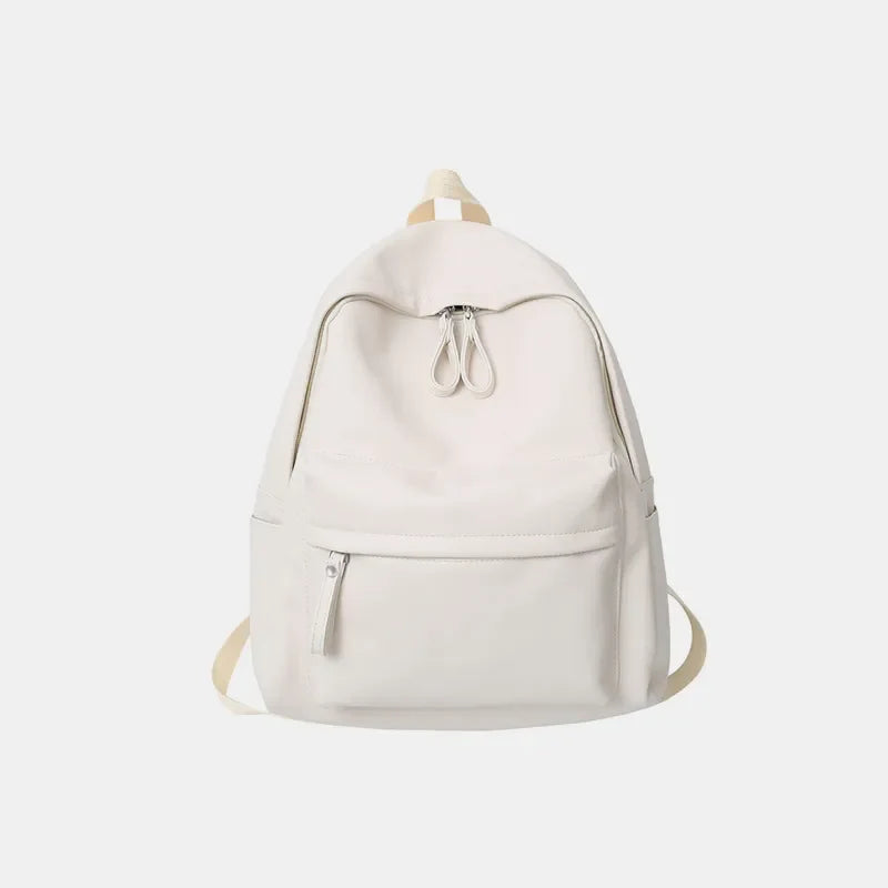 PU Leather Zip Backpack – Large Structured Bag for Women