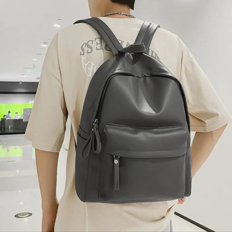 PU Leather Zip Backpack – Large Structured Bag for Women