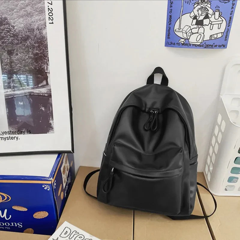 PU Leather Zip Backpack – Large Structured Bag for Women