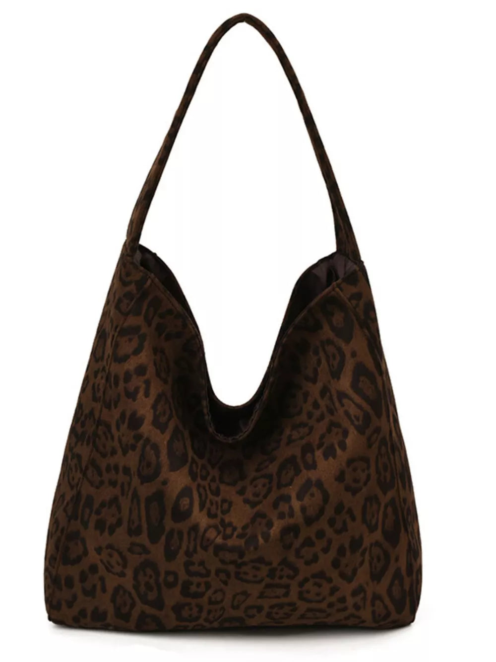 Leopard Print Suede Shoulder Bag – Large