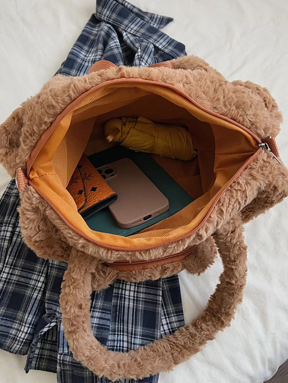 Teddy Bear Plush Handbag – Cute Fluffy Medium Bag