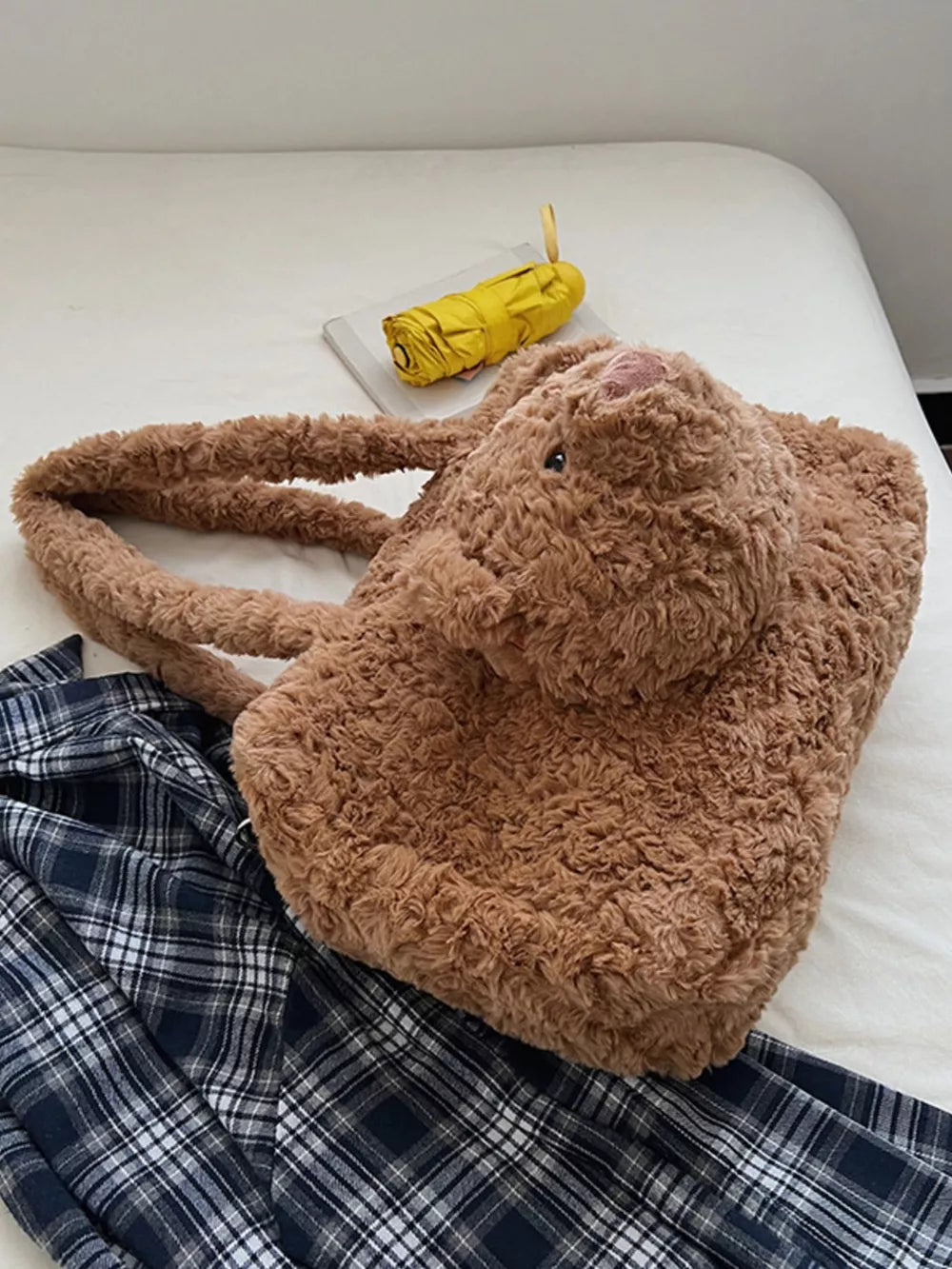 Teddy Bear Plush Handbag – Cute Fluffy Medium Bag