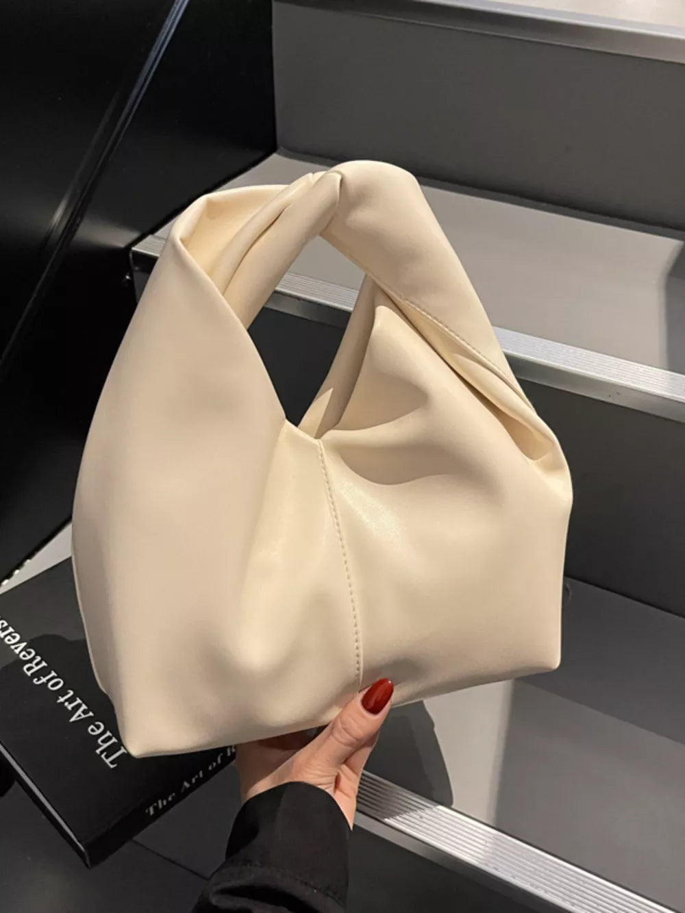 Knot Handle Leather Handbag – Chic PU Leather Shoulder Bag