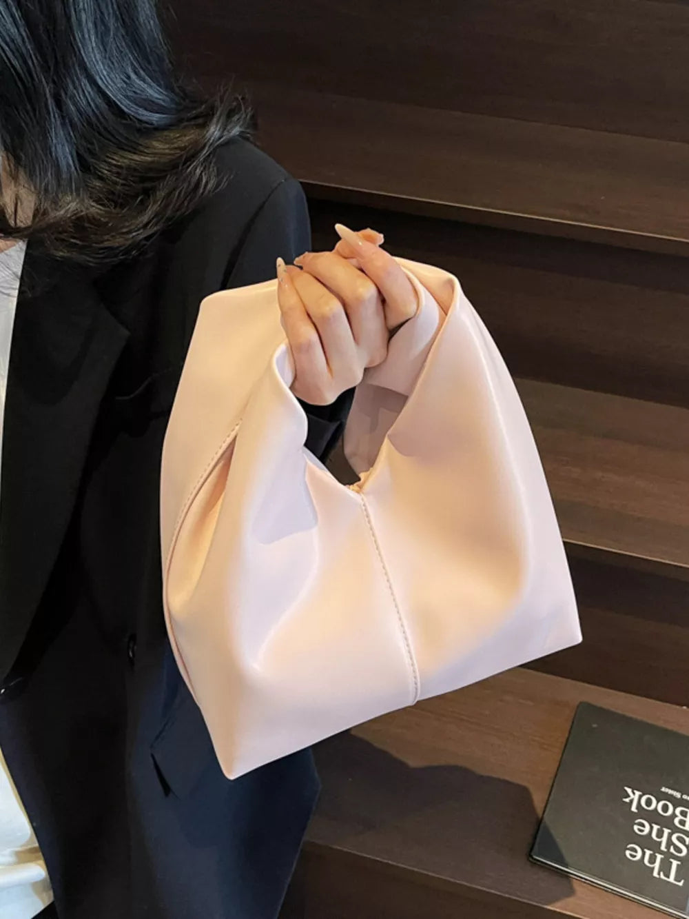 Knot Handle Leather Handbag – Chic PU Leather Shoulder Bag
