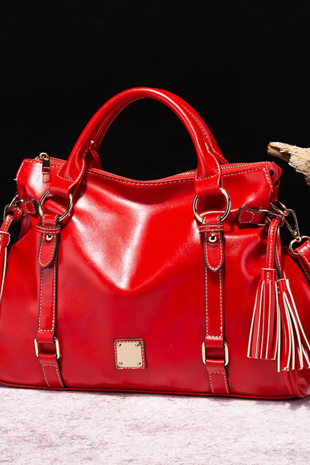 PU Leather Tassel Handbag – Large Shoulder Bag for Women
