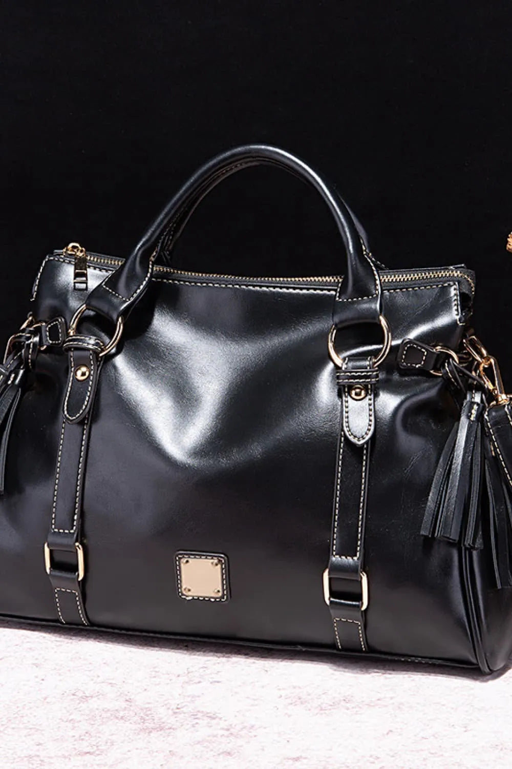 PU Leather Tassel Handbag – Large Shoulder Bag for Women