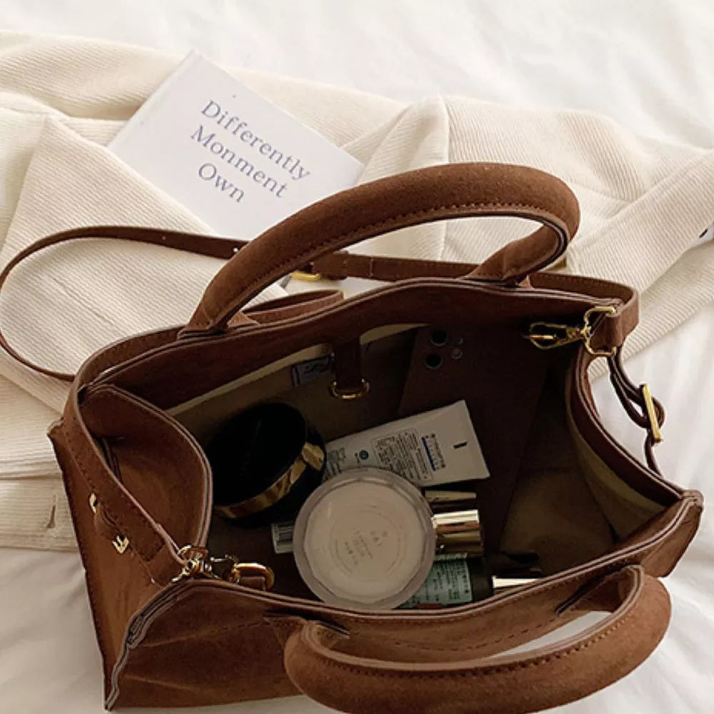 Suede Leather Large Handbag – Women's Oversized Tote